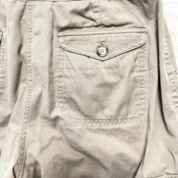 LL Bean Pants Women‎ 12 Beige Chino Cargo Mid Rise Relaxed Wide Leg Twill Safari - Picture 15 of 16